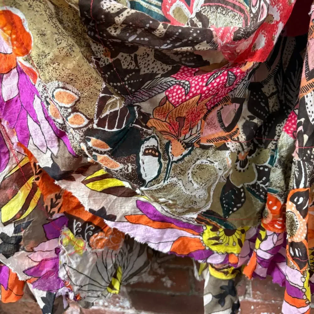 Vintage Cato Patchwork Tiered Multicolor Floral Paisley Scarf Skirt Boho 18-20 - Picture 4 of 10